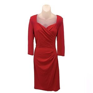 Newdow Classic Collection Red Cocktail Boutique Fitted Dress Large L NWT